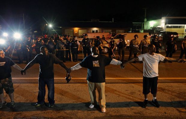 Demonstrators in Ferguson